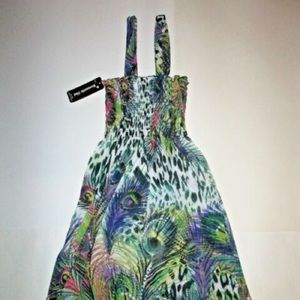 Romantic Sini Beach Coverup with Peacock Design